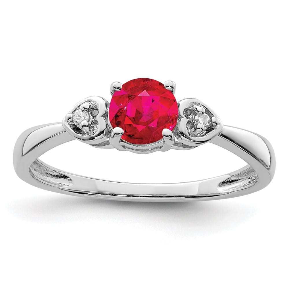 Sterling Silver Diamond and Ruby Ring