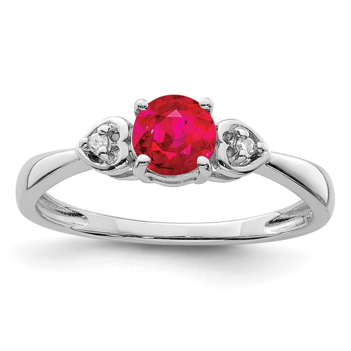 Sterling Silver Diamond and Ruby Ring
