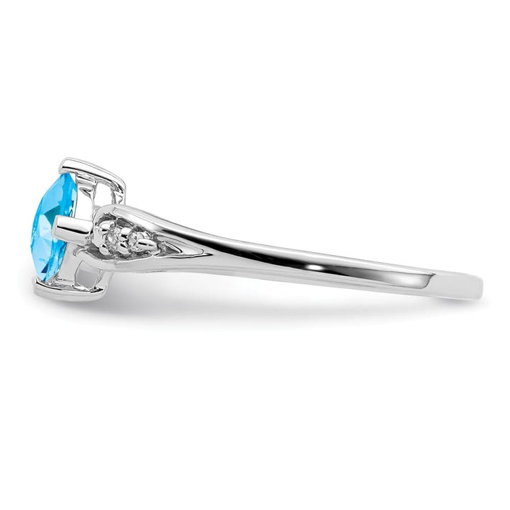 Sterling Silver Diamond and Sky Blue Topaz Cushion Ring