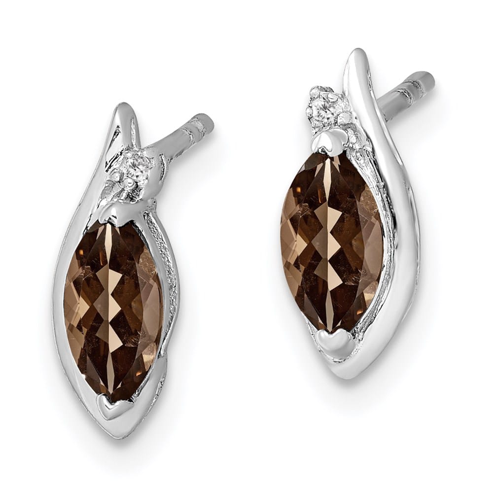 Sterling Silver Diamond and Smoky Quartz Earrings, view 2 of 4