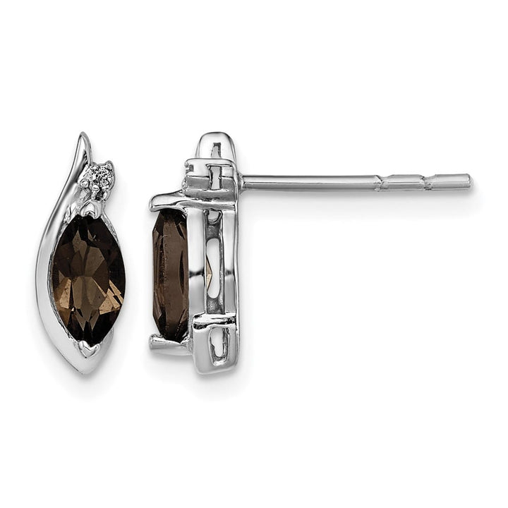 Sterling Silver Diamond and Smoky Quartz Earrings, view 1 of 4