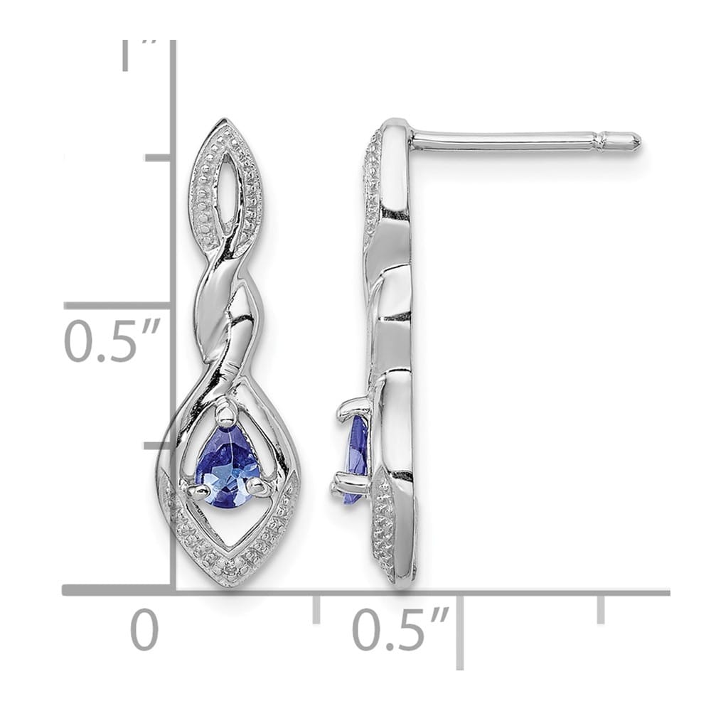 Sterling Silver Diamond and Tanzanite Post Earrings, view 4 of 4