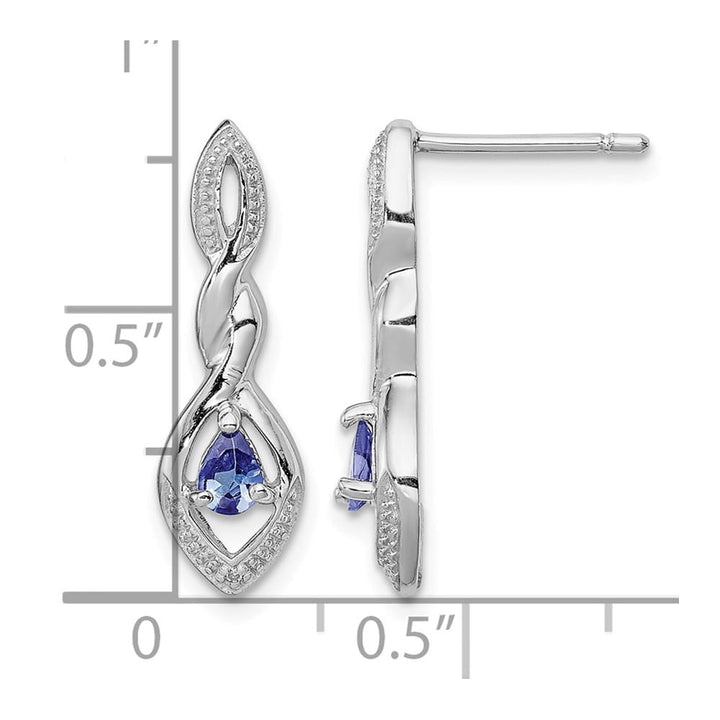 Sterling Silver Diamond and Tanzanite Post Earrings, view 4 of 4