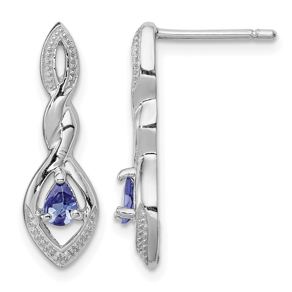 Sterling Silver Diamond and Tanzanite Post Earrings, view 1 of 4