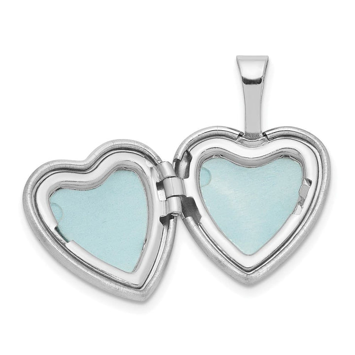 Sterling Silver Diamond Angel 12mm Heart Locket Pendant