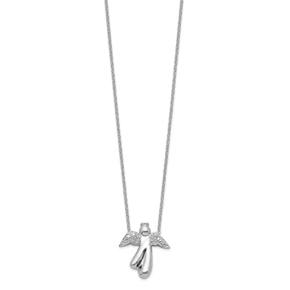 Sterling Silver Diamond Angel Necklace