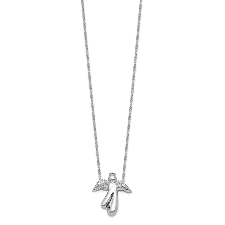 Sterling Silver Diamond Angel Necklace
