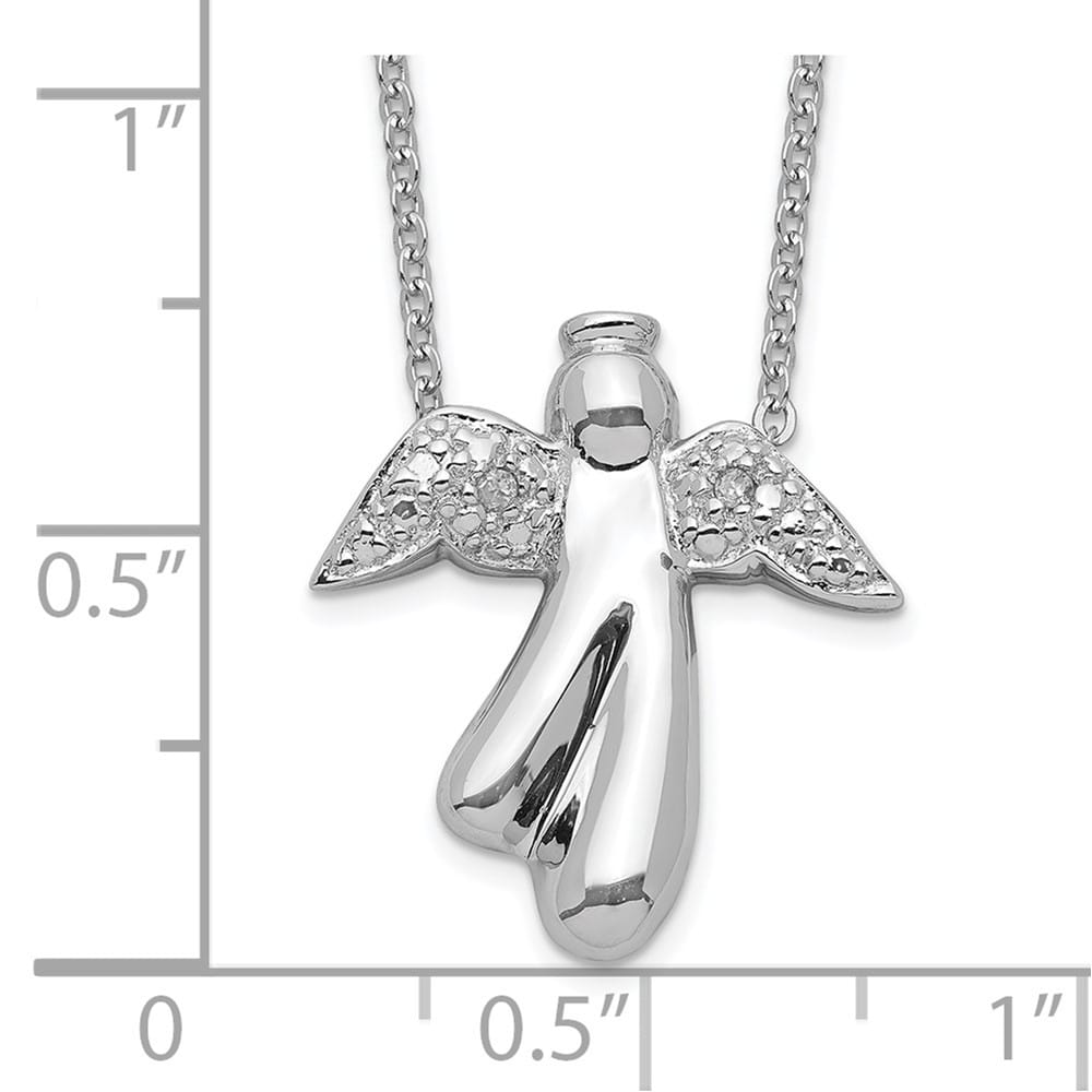 Sterling Silver Diamond Angel Necklace