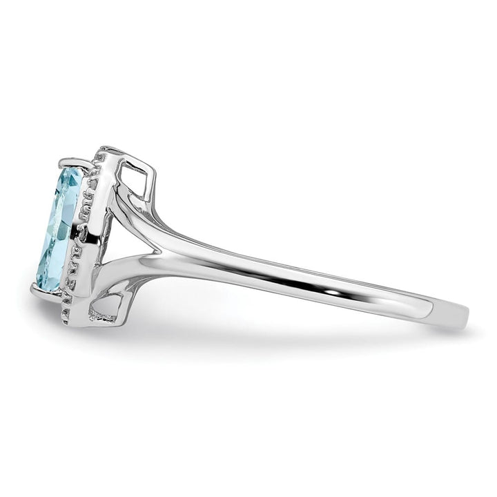 Sterling Silver Diamond & Aquamarine Marquise Ring