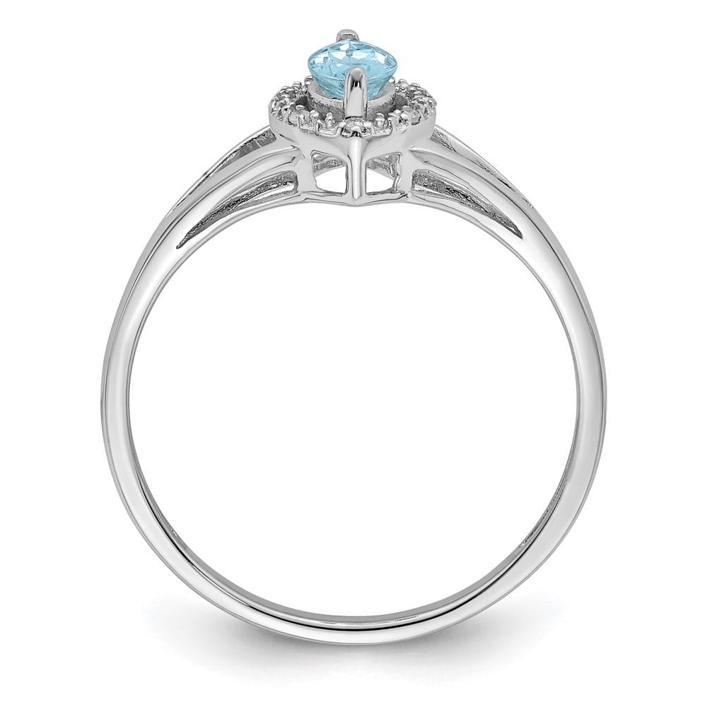 Sterling Silver Diamond & Aquamarine Marquise Ring