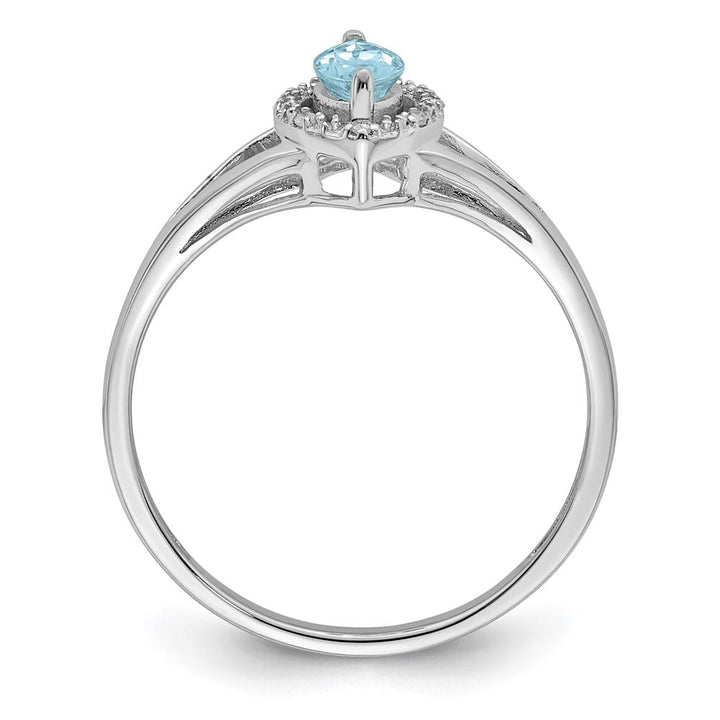 Sterling Silver Diamond & Aquamarine Marquise Ring