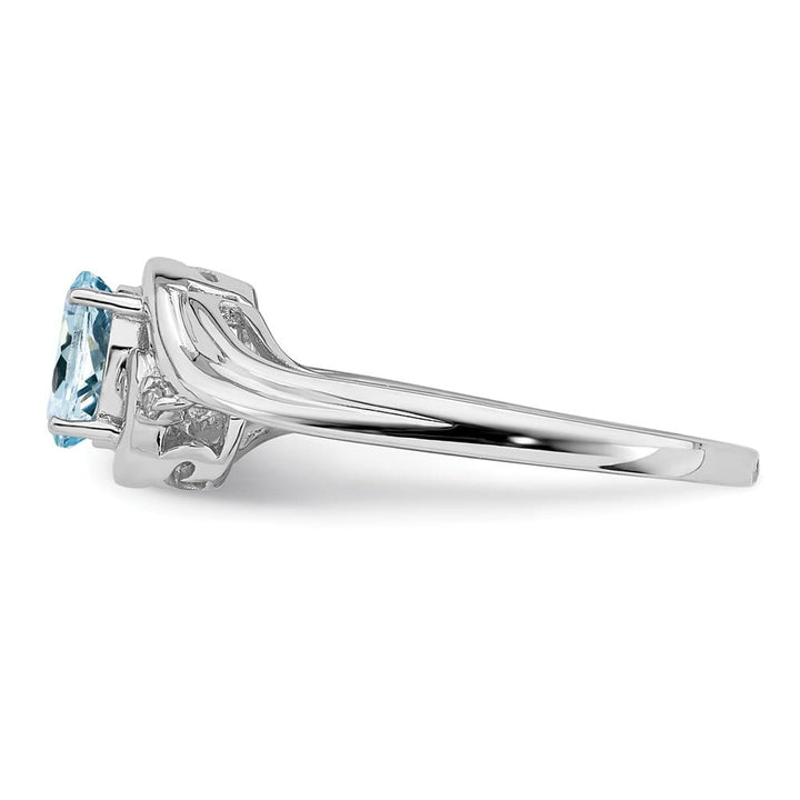 Sterling Silver Diamond & Aquamarine Ring
