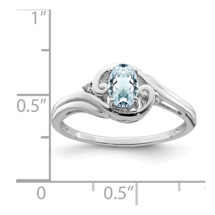 Sterling Silver Diamond & Aquamarine Ring