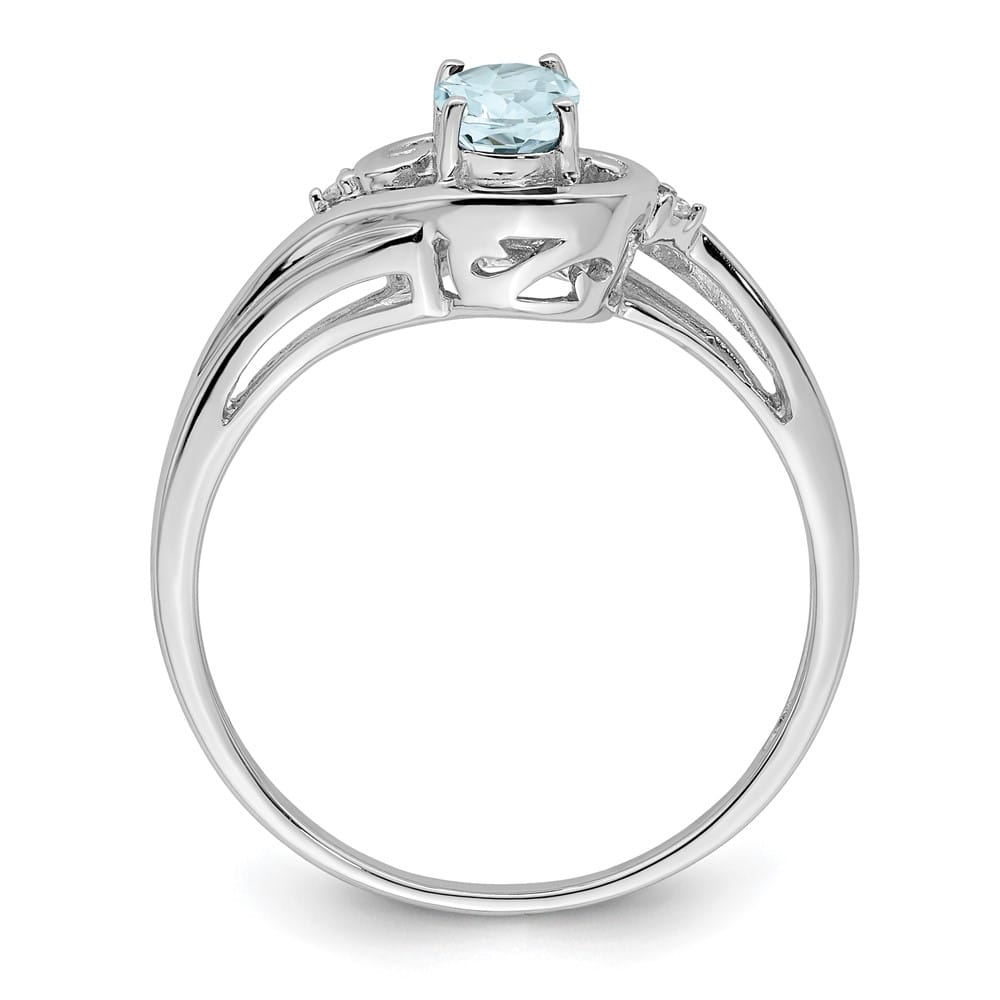 Sterling Silver Diamond & Aquamarine Ring