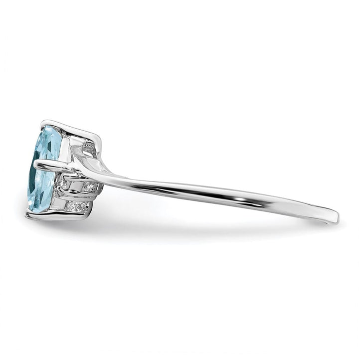 Sterling Silver Diamond & Aquamarine Square Ring