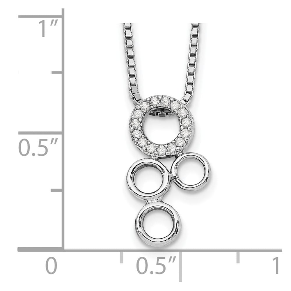 Sterling Silver Diamond Circles Slide Pendant 20 inch Necklace