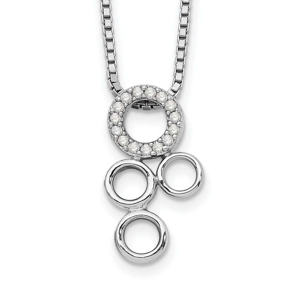 Sterling Silver Diamond Circles Slide Pendant 20 inch Necklace