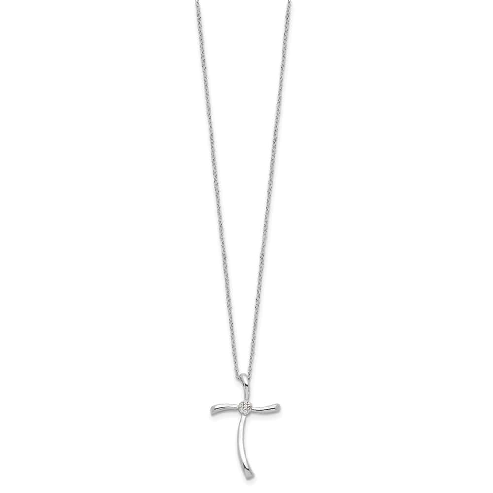 Sterling Silver Diamond Cross 16 inch Necklace
