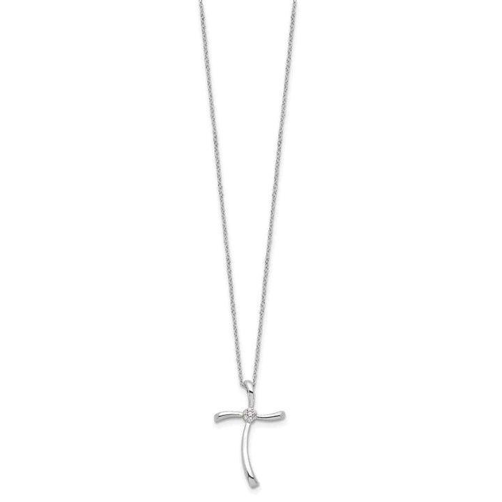 Sterling Silver Diamond Cross 16 inch Necklace