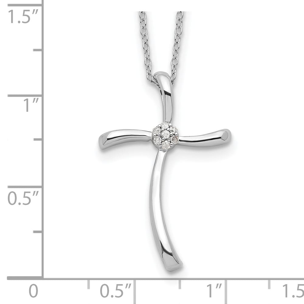 Sterling Silver Diamond Cross 16 inch Necklace