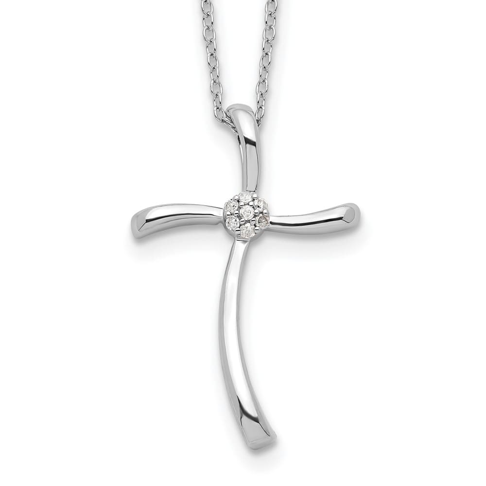 Sterling Silver Diamond Cross 16 inch Necklace