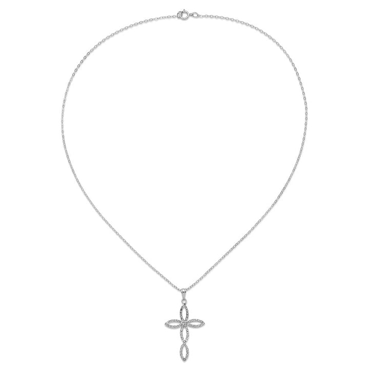 Sterling Silver Diamond Cross 32.5x23 mm 18 inch Necklace