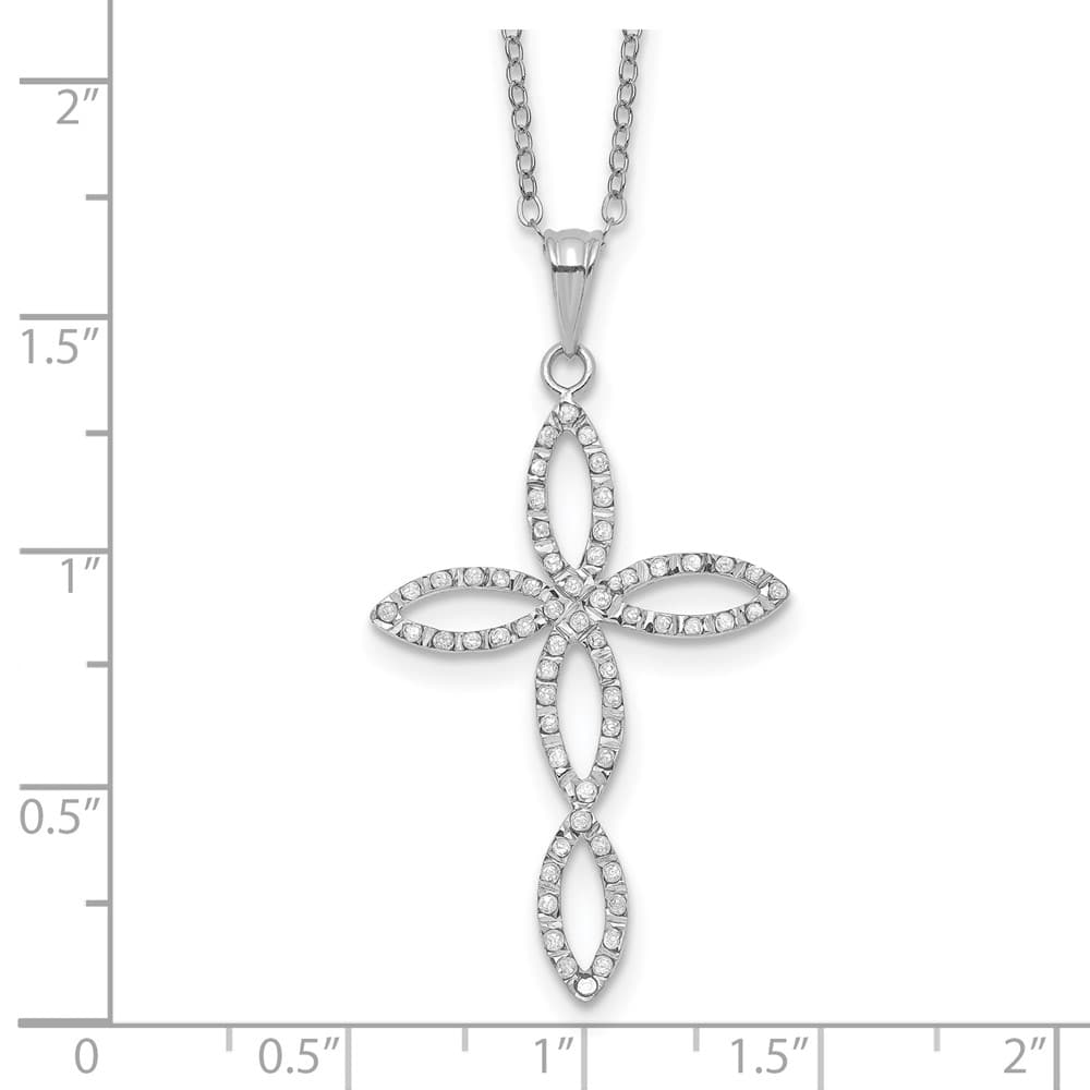 Sterling Silver Diamond Cross 32.5x23 mm 18 inch Necklace