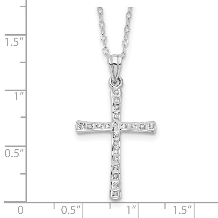 Sterling Silver Diamond Cross 32x19 mm 18 inch Necklace