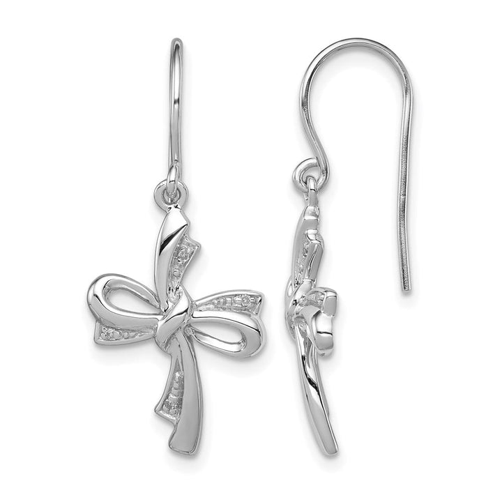Sterling Silver Diamond Cross Dangle Earrings, view 1 of 4