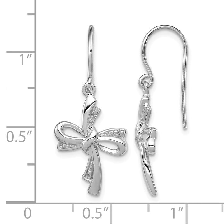 Sterling Silver Diamond Cross Dangle Earrings, view 4 of 4