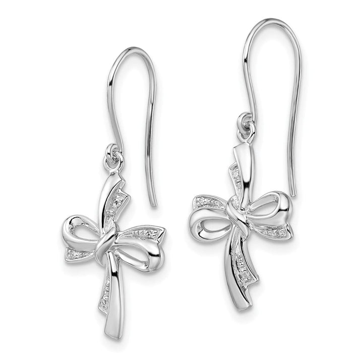 Sterling Silver Diamond Cross Dangle Earrings, view 2 of 4