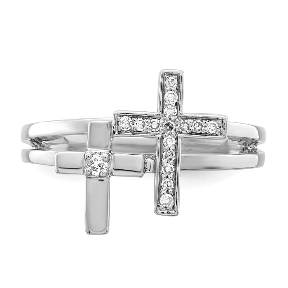 Sterling Silver Diamond Crosses Ring Stock Size 6 Ring Are Refundable