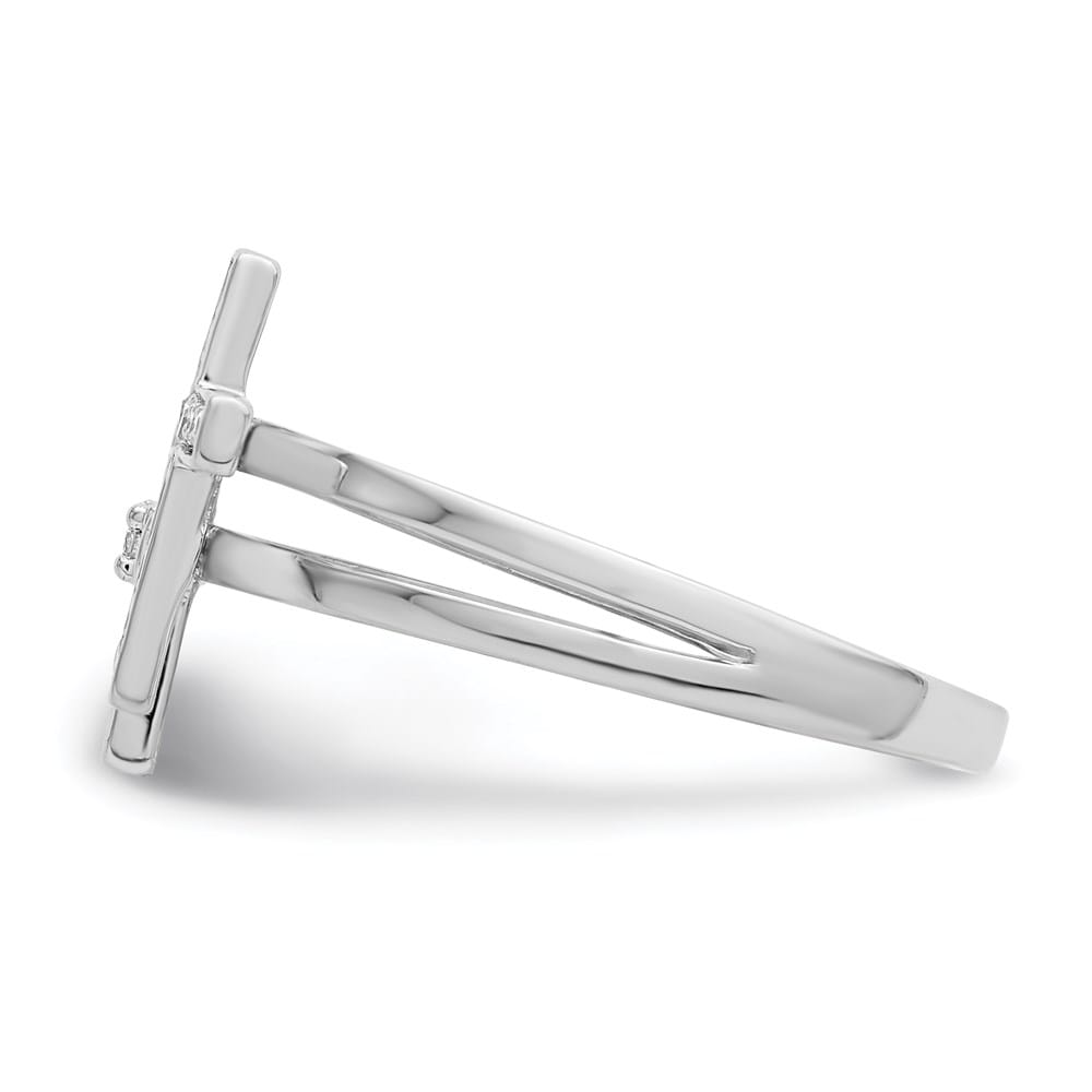 Sterling Silver Diamond Crosses Ring Stock Size 6 Ring Are Refundable