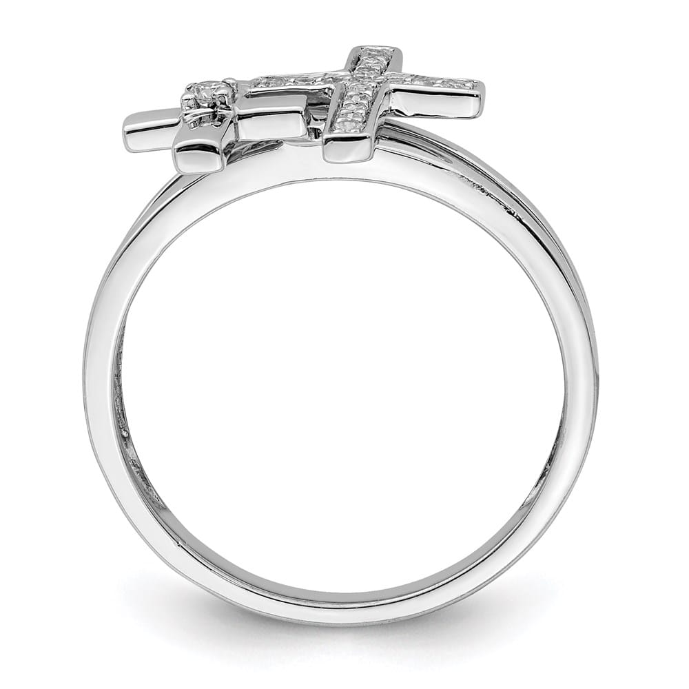 Sterling Silver Diamond Crosses Ring Stock Size 6 Ring Are Refundable