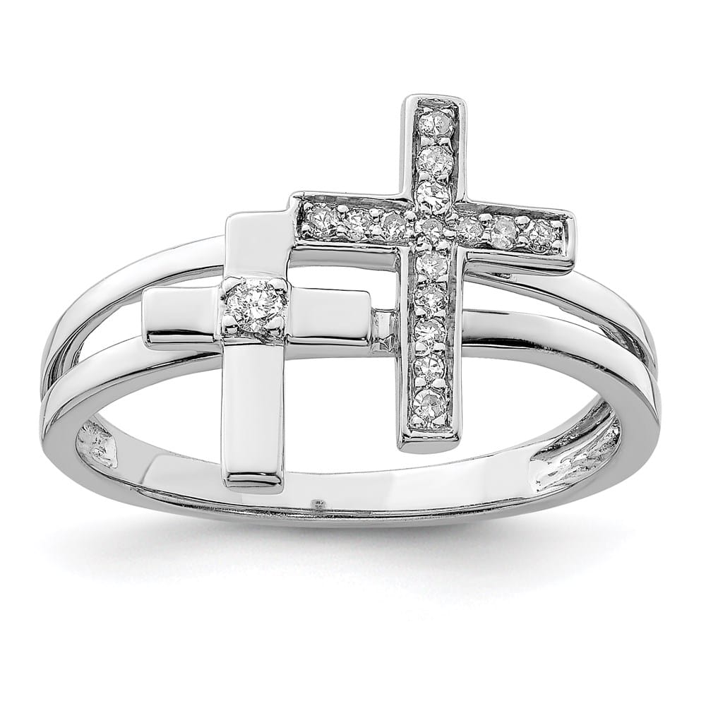 Sterling Silver Diamond Crosses Ring Stock Size 6 Ring Are Refundable
