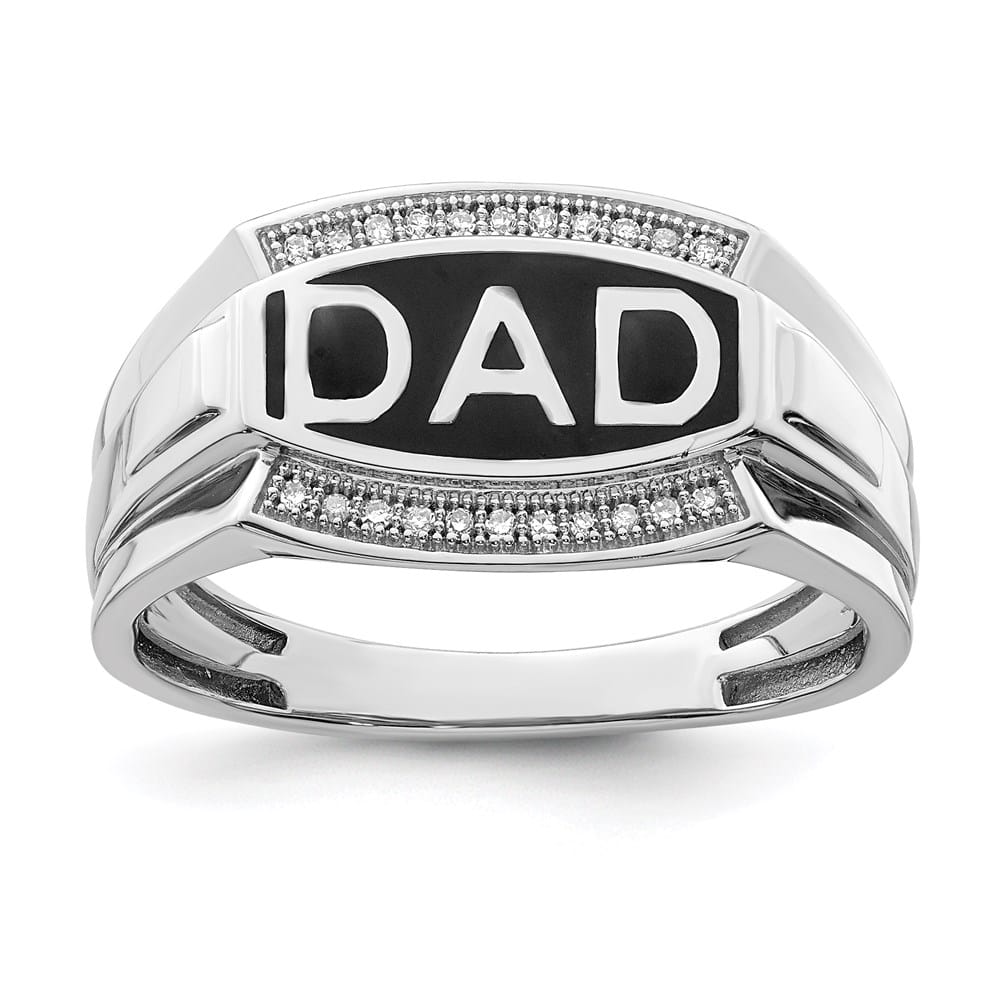 Sterling Silver Diamond Dad Men's Ring