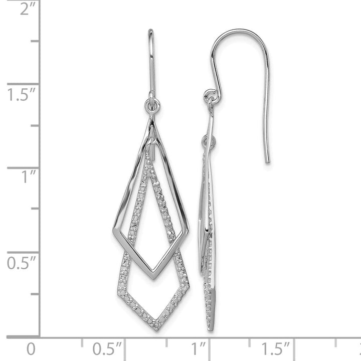 Sterling Silver Diamond Dangle Earrings, view 4 of 4