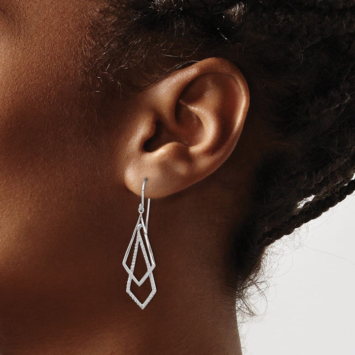 Sterling Silver Diamond Dangle Earrings, view 3 of 4