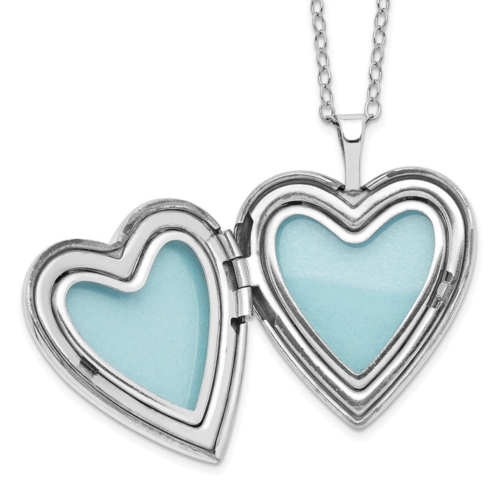 Sterling Silver Diamond Double Heart Locket 18 inch Necklace