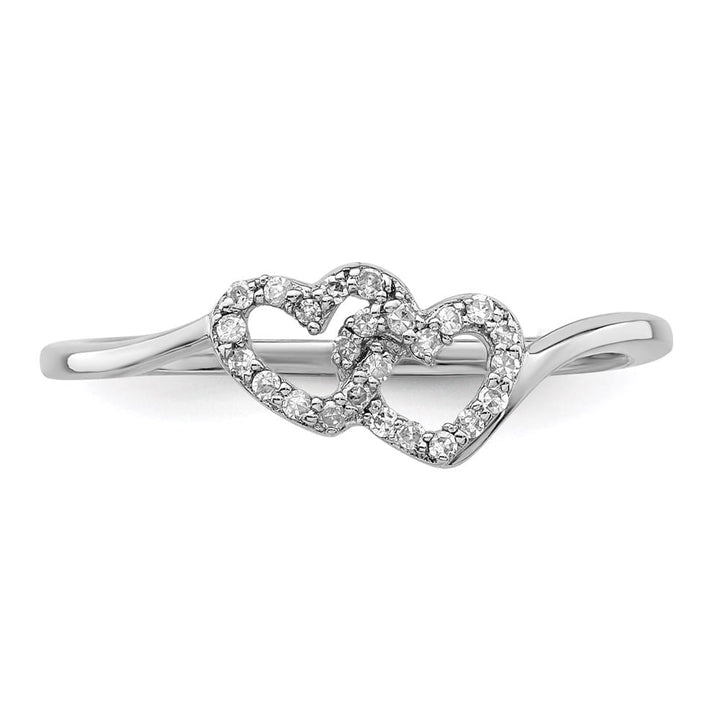 Sterling Silver Diamond Double Heart Promise Ring