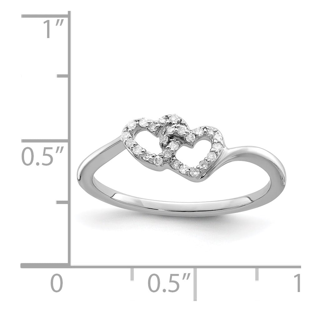 Sterling Silver Diamond Double Heart Promise Ring