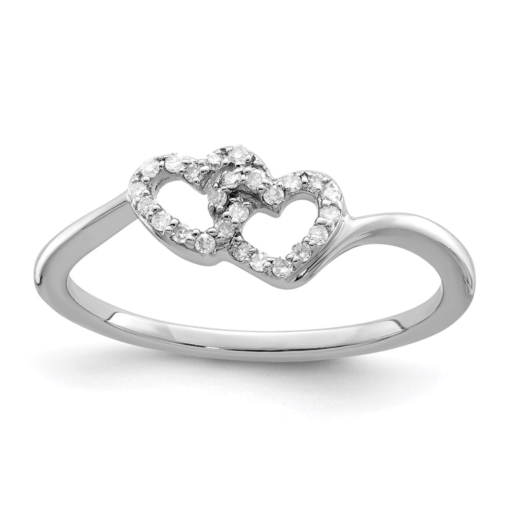Sterling Silver Diamond Double Heart Promise Ring