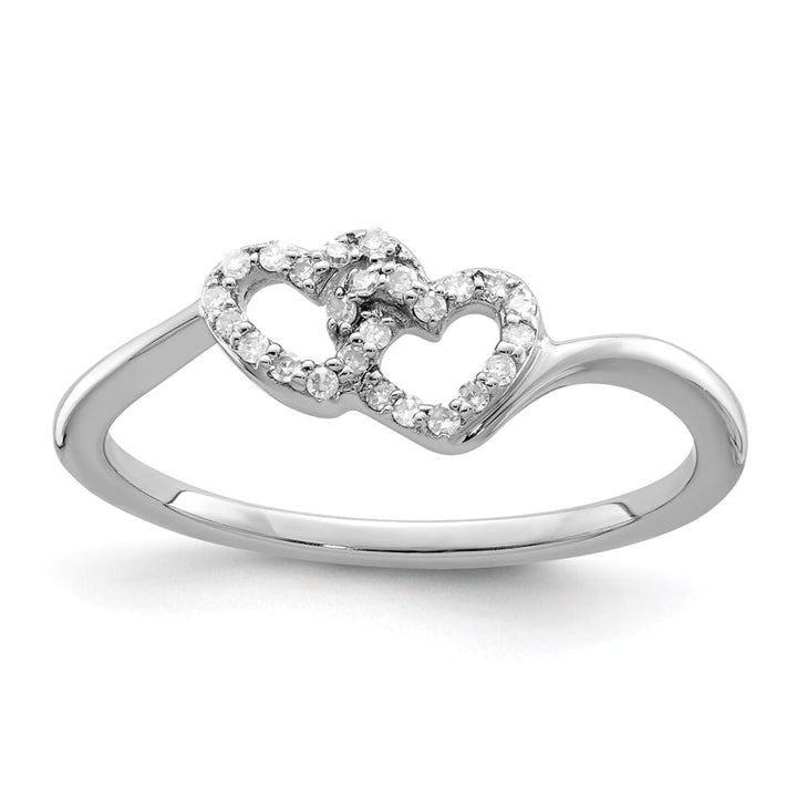 Sterling Silver Diamond Double Heart Promise Ring