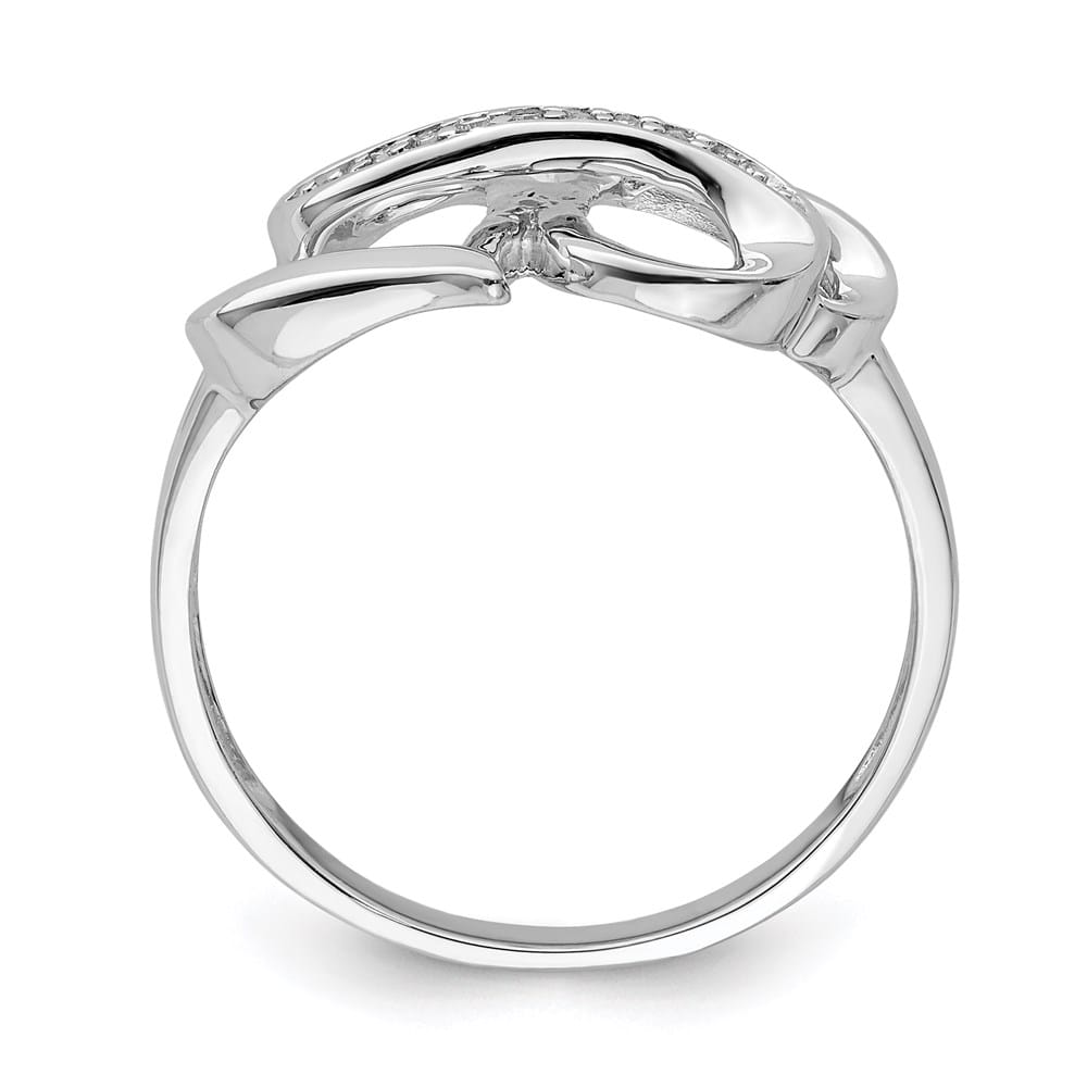 Sterling Silver Diamond Double Heart Ring
