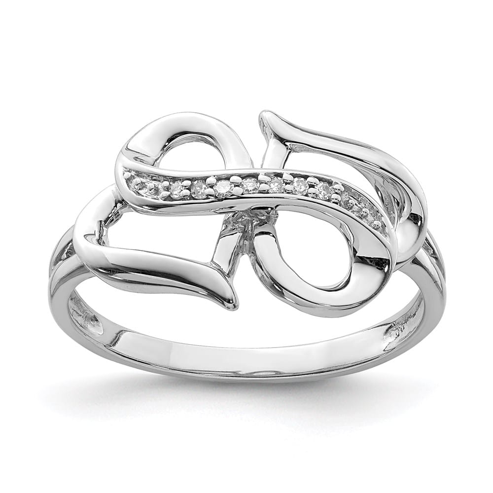 Sterling Silver Diamond Double Heart Ring