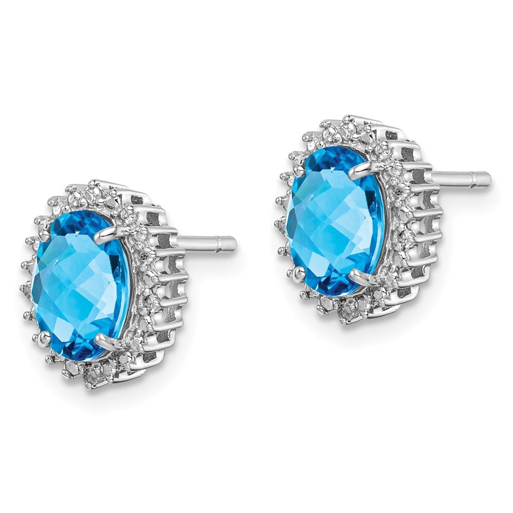 Sterling Silver Diamond Earrings, view 6 of 8