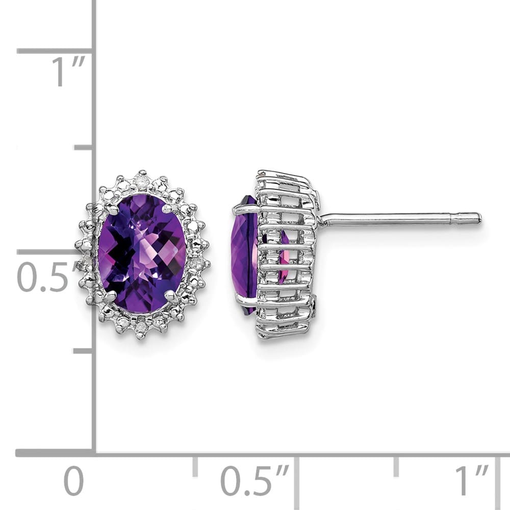 Sterling Silver Diamond Earrings, view 4 of 8