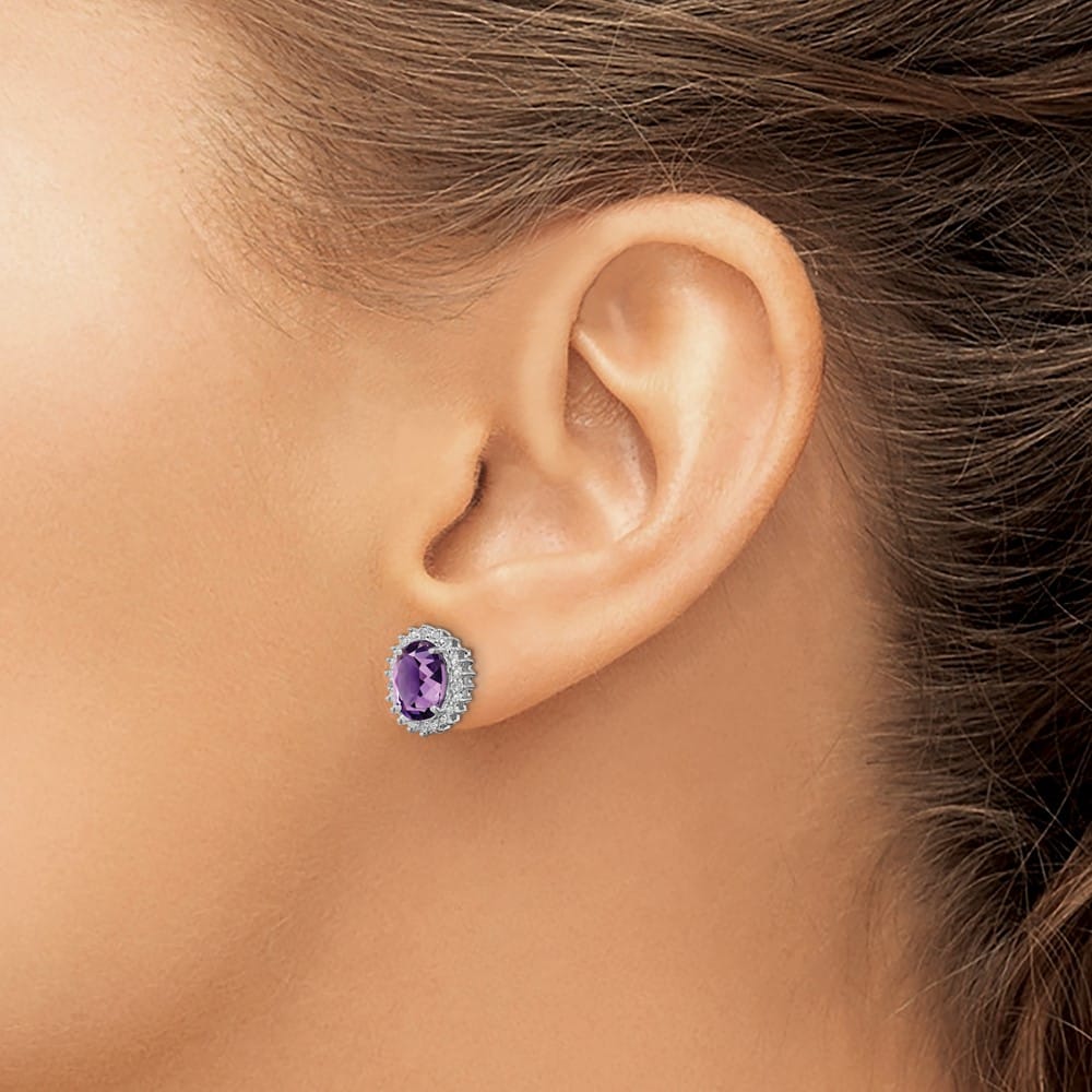 Sterling Silver Diamond Earrings, view 3 of 8