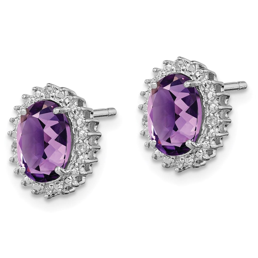 Sterling Silver Diamond Earrings, view 2 of 8