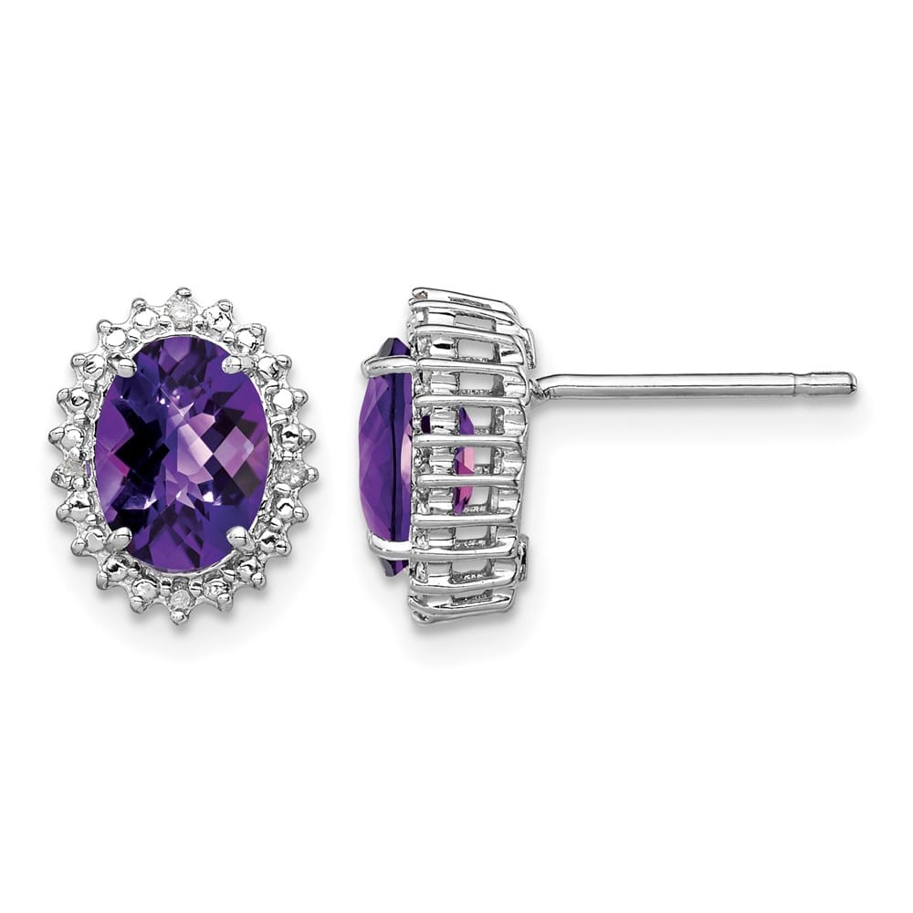 Sterling Silver Diamond Earrings, view 1 of 8